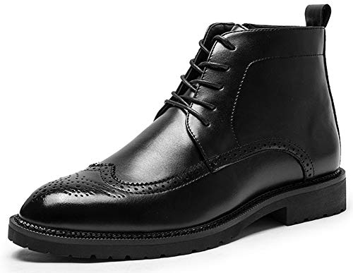 Mens Smooth Leather Cap Toe Oxford Lace-Up Ankle Boot Dress Shoes, Style Berino Black 10