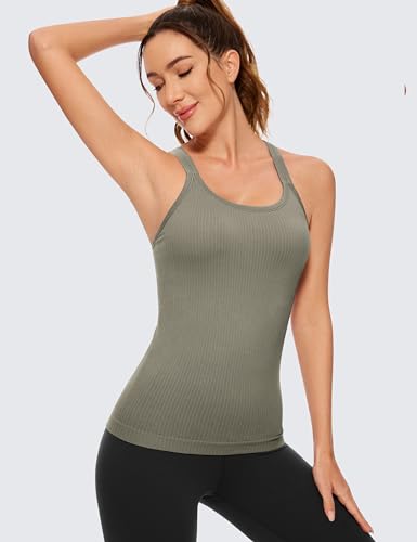 Image of CRZ YOGA Seamless Rib Scoop Neck Tank Tops