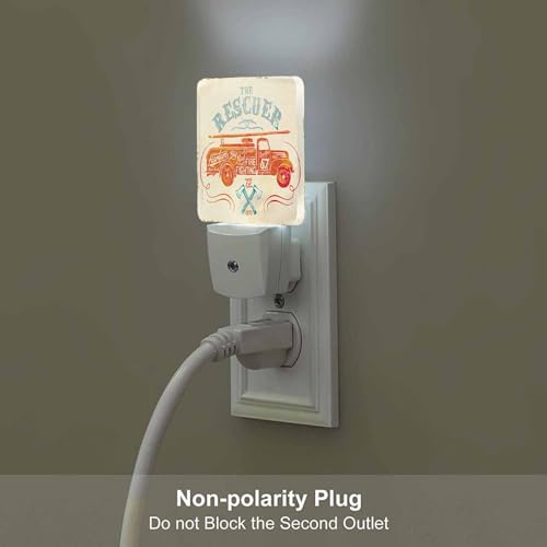 Image of Led Night Light,Red Fireman Vintage Fire Fighting Firefighter Led Night Light Plug Into Wall with Dusk to Dawn Light Sensor White Energy Efficient Nightlight for Bedroom Hallway Living Room