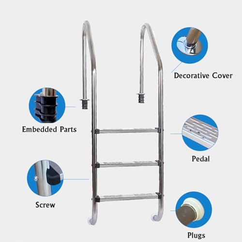 Escalera para Piscina 3 Peldaños Acero Inoxidable miniatura 6