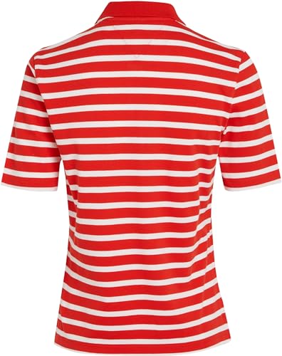 Tommy Hilfiger Damen Poloshirt Kurzarm 1985 Pique Stripe Polo Regular Fit, Mehrfarbig (Breton Fierce Red/Ecru), L – Ansicht 6