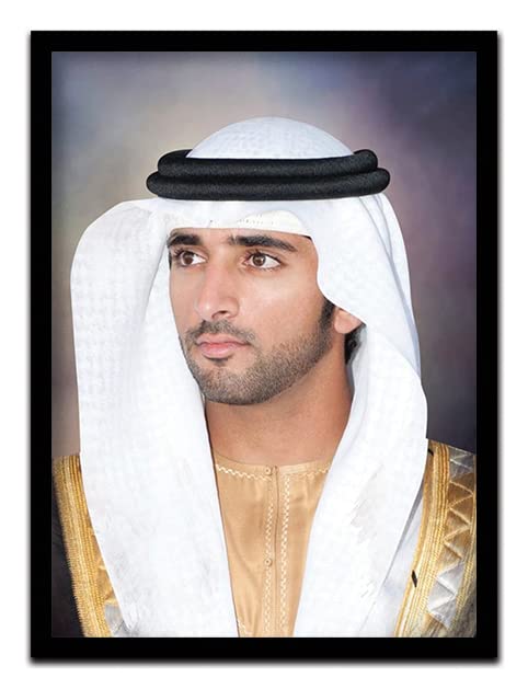Spoil Your Wall Sheikh Hamdan Bin Mohammed Al Maktoum (FAZZA) Digitally Printed Poster with Frame | Arts Home Decor Photo Frames | Size 40x55cm Color: Black