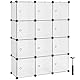 SONGMICS Regalsystem, Schuhregal, Set aus 12 Würfeln, Kleiderschrank aus Kunststoff, mit Türen, Steckregal, Aufbewahrung von Kleidung, Schuhen und Büchern, einfache Montage, weiß LPC342W01