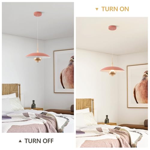 Image of Modern LED Hanging Lamp Mini Indoor Ceiling Light with Pink Shade Bedside Gold Pendant Light for Kitchen Bedroom Hallway