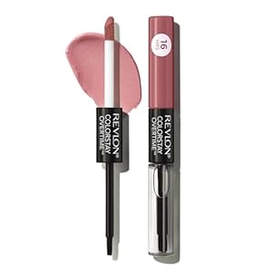 Revlon Liquid Lipstick with Clear Lip Gloss, ColorStay Overtime Lipcolor, Dual Ended with Vitamin E, 350 Bare Maximum, 0.07 Fl Oz (Pack of 1)