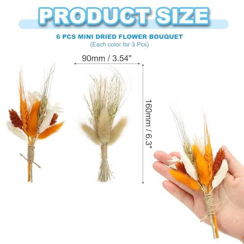 Mini Ramo de Flores Secas PATIKIL 6 Piezas Naranja/Marrón miniatura 2