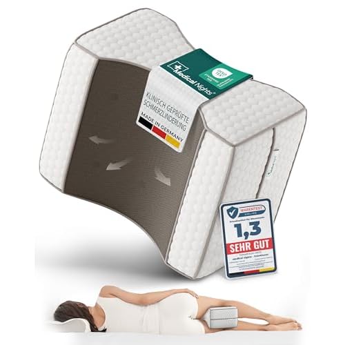 Medical Nights® Kniekissen für Seitenschläfer – Orthopädisches Beinkissen medizinisch inspiriert, zur Entlastung von Hüfte, Rücken & Knie | Ergonomisches Memory Foam Kissen mit Anti-Rutsch-Design.