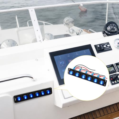 Image of Nilight 6 Gang Rocker Switch Panel IP67 Waterproof 12V /24V On /Off Blue | 3-Pin Toggle Switches Aluminum Panel for Automotive Marine Boat Car Camper Truck Vehicles Lights