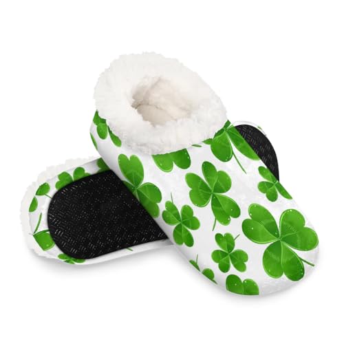 Irish Spring Green Clover Women's Slippers Socks Cozy Fuzzy Sherpa House Shoes Winter House Bedroom Slippers St Patrick's Day