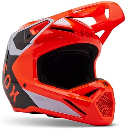 Fox Racing Youth V1 Motocross Dirt Bike Helmet, Fluorescent Orange Lean, Large