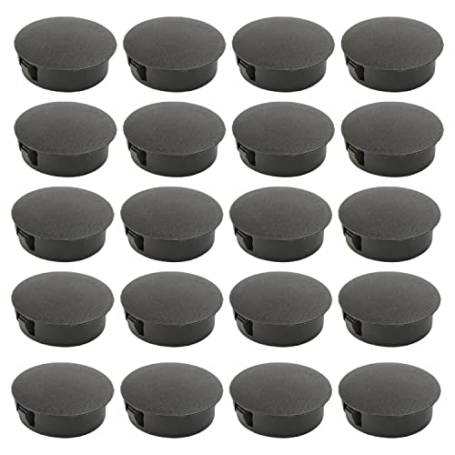 Image of Heyiarbeit 100pcs Hole Plugs 30mm /1.18 inch Nylon Plastic Round Snap in Type Locking Hole Tube Furniture Fencing Post Pipe Insert End Caps Black Tone