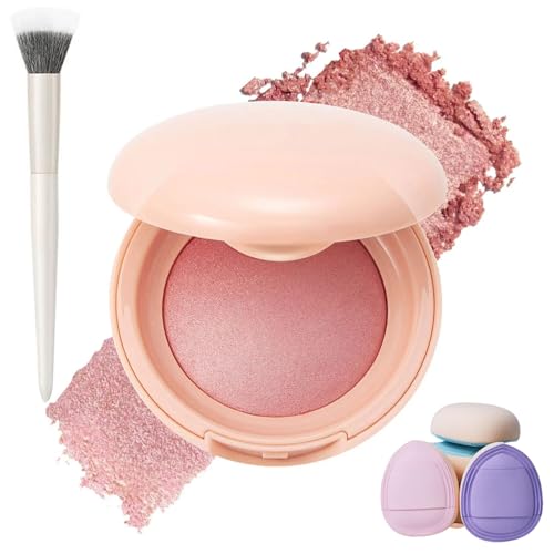 Bloom up Baked - Rubor iluminador, 6 tonos de rubor en polvo con purpurina suave, acabado natural, color construible, tez natural de larga duración, forma, contorno y resaltado para todos los tonos de