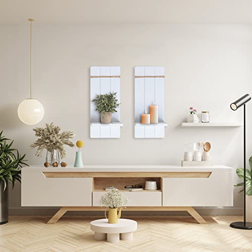 Hpc Decor Candle Sconces Wall Decor Set Of 2- Handmade Wall Sconce Candle Holder- White Wood Wall Home Decor- Modern Farmhouse Wall Decorations For Living Room, Bedroom, Bathroom, Dining Room #TOP1