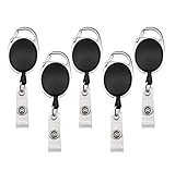 Heavy Duty Retractable Badge Holders (5 Pack) with Carabiner Reel Clip with 24