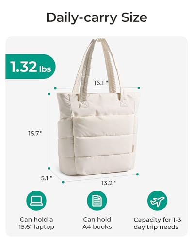 Image of BAGSMART Tote Bag for Women, Lightweight Puffy Tote Bag with Compartments Shoulder Bag Handbag for Travel, Work, Gym | Lightweight