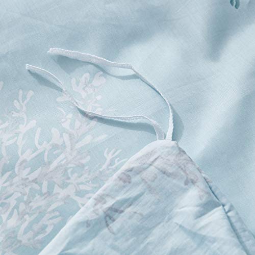 Brandream Coastal Beach Bedding Set 100% Cotton Duvet Cover Set Reversible Zipper Closure 3-Piece King/Cal King(No Comforter Included) #TOP4