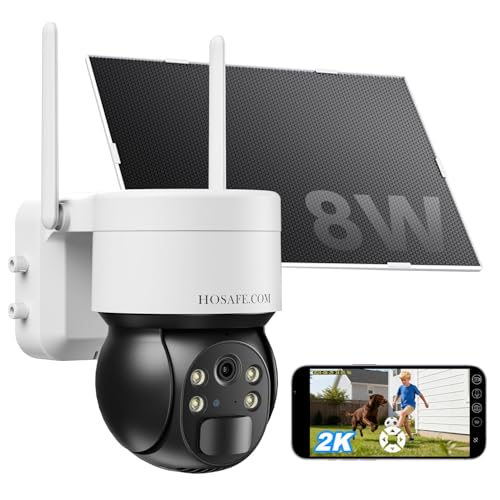 Image of HOSAFE.COM Security Cameras Wireless Outdoor, Free Cloud Storage, Solar WiFi Cameras for Home Security, 2K Color Night Vision, AI Motion Detection, 2-Way Audio, IP66 Waterproof, 360 Live View