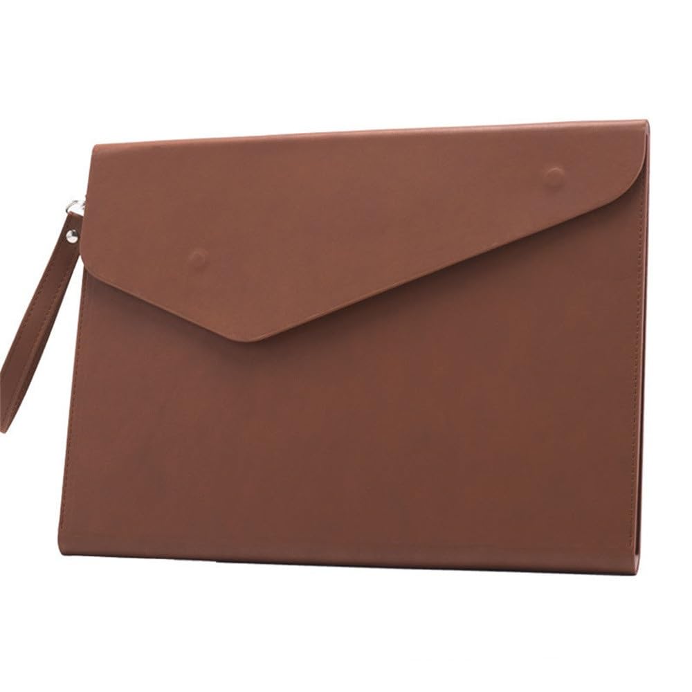 Portabuste in pelle PU Cartella portadocumenti in pelle PU, busta portadocumenti, 32x25 cm, multicolore, confezione da 2(Brown)