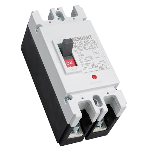 Wengart Disyuntor MCCB WGM1PV-250, MAX 500V CC 2P 200A, Disyuntor de CC solar, Mejorar la seguridad del sistema fotovoltaico