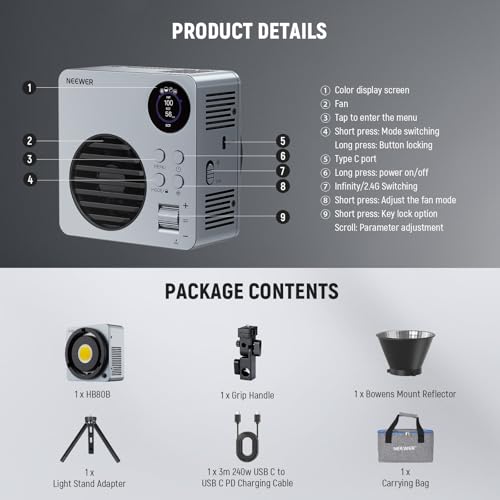 NEEWER HB80B 80W 撮影用ライト LEDビデオライト の商品画像 8