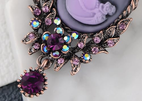 Image of Alilang Vintage Inspired Crystal Rhinestone Victorian Lady Cameo Brooch Pin Maiden Flower Pendant