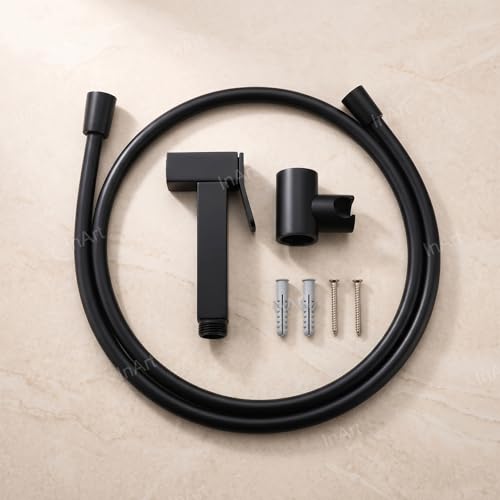 Image of InArt Health Faucet for Bathroom, Premium Jet Spray with Hose and Holder, Superior Low Water Pressure Performance, Easy Grip Design, Durable Brass Material Black