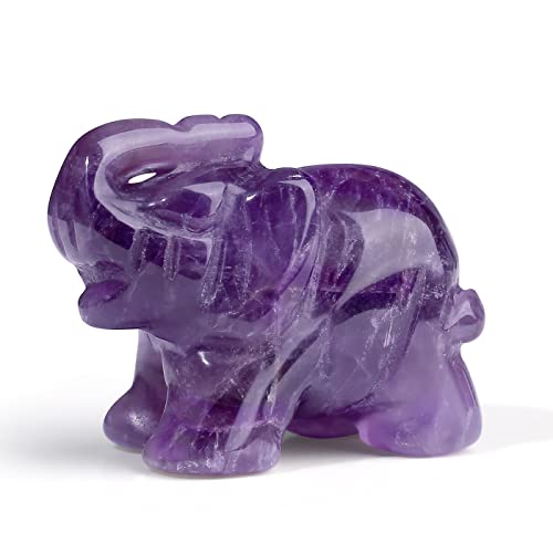 XIANNVXI Purple Amethyst Crystal Elephant Figurine Statue Ornament Crystal Gifts for Women Elephant Gifts Cute Desk Accessories Desk Table Shelf Ornaments 1.5"
