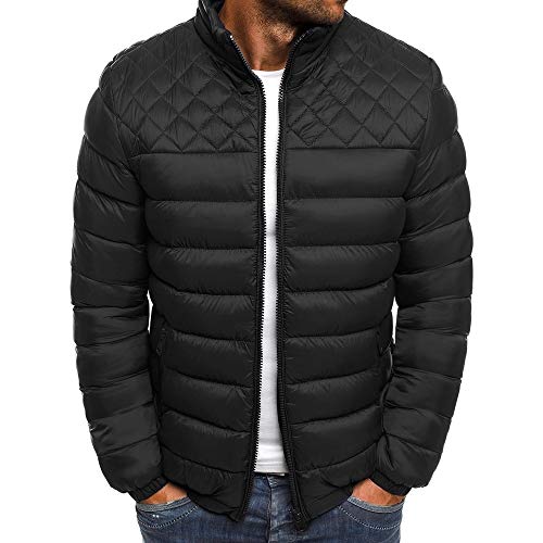 Image of utcoco Mens Quilted Puffer Jacket Stand Collar Full Zip Casual Lightweight Down Jacket Winter Coat
