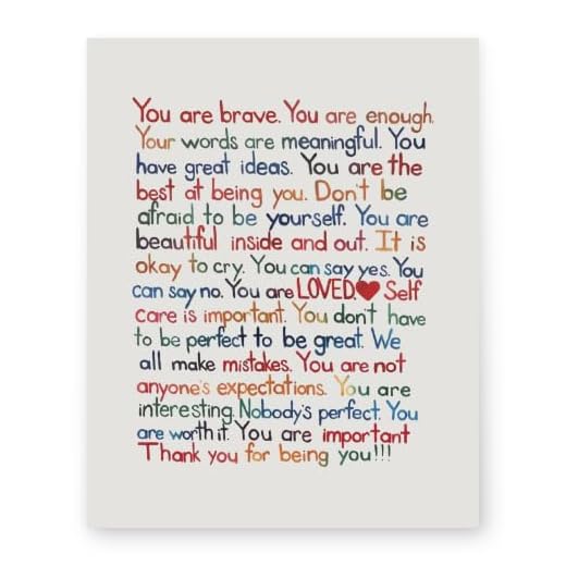 "You Are Enough-Loved-Important"- Inspirational Wall Art Print- 8 x 10" Ready to Frame. Motivational Wall Art-Home Décor- Office Décor. Perfect For Building Confidence in Children, Friends & Graduates