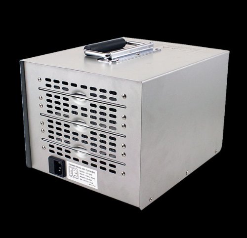 Rear view of the ozone generator with two ozone plates partially pulled out for cleaning.