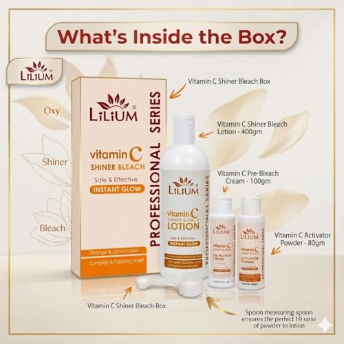 Image of Lilium Vitamin C Shiner Bleach 580g |Instant Natural Glow | Safe & Effective |Complexion Enhancing Care| With Ethyl Ascorbic Acid | Orange & Lemon Peel | Salon, Spa, Home & Professional Use
