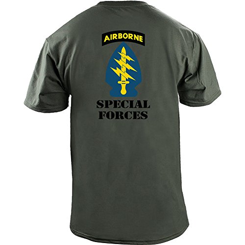 USAMM Army Special Forces Unit Full Color Veteran T-Shirt (L, Green)