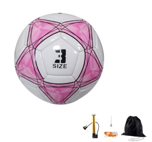 サッカーボール 3号 4号 5号 小学生 幼稚園 学校 スポーツ用品 空気入れ ネット付き 試合 軽量 練習用サッカーボール 子供用 室内 屋外兼用 フットサルボール 耐久性 耐摩耗性 (ピンク(Pink),4号)
