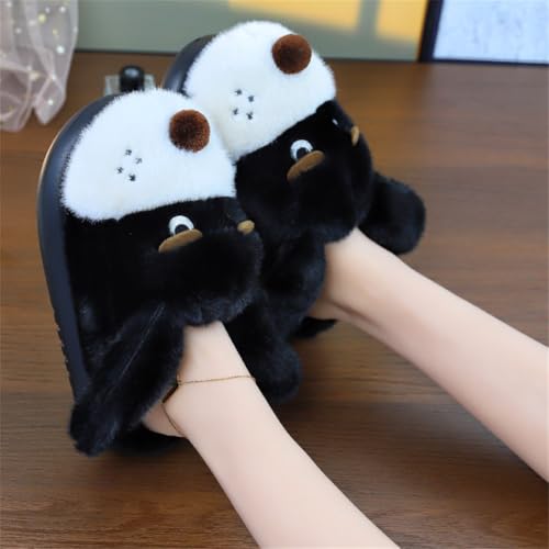 Furry Puppy Slippers for Women Fleece Lined Warm Winter Slides Cute Fuzzy Dog House Shoes Indoor Outdoor3