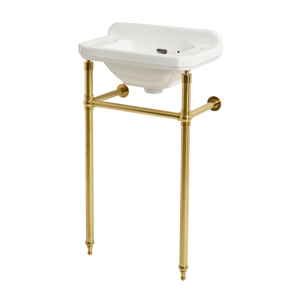 Milano Brushed Brass Richmond 2 Tap Hole Bathroom Basin Sink Brass Washstand - 515Mm X 300Mm
