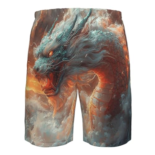 Men's Swim Trunks Beach Board Shorts Swimwear Bathing Suits - Asian Dragon Art4
