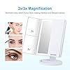 GRIFEMA Specchio per Trucco Trifold con Luce a 32 LED, con Illuminazione, Ingrandimento 3/2/1, Specchio da Tavolo Touch, Regolabile a 180°, USB e Batteria, Bianco #3