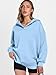 ANRABESS Womens Oversized Hoodies V Neck Sweatshirts Fleece Long Sleeve Pullover Y2K Clothes 2025 Fall Trendy Outfits Light Blue XL