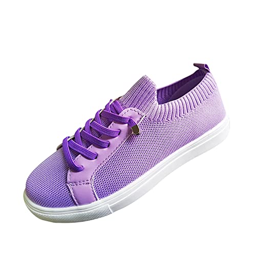 Ghemdilmn Chaussures pour femme - Baskets basses - En toile - Chaussures plates - Pour l'été et l'automne - - pourpre, 37 EU