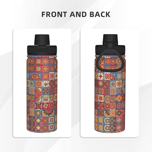 Botella de agua de acero inoxidable con flores regalo para deporte 4