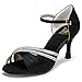 Sandales Femme Jia Jia 20524 avec talon évasé, en satin avec strass, chaussures de danse latine - Noir - noir, 40 EU