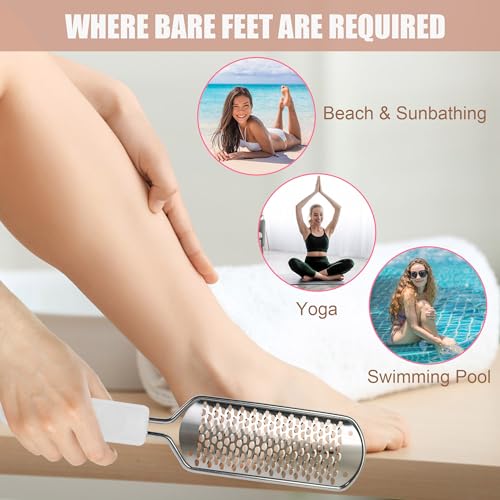 OWIIZI Râpe à pieds pour pédicure pour enlever les callosités, râpe exfoliante pour pieds en acier inoxydable, râpe à pieds, grattoir pour peaux mortes et craquelées, pour pieds humides et secs – vue 5