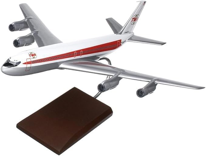 B707-320 Scale Model 1/100 Hand Carved Natural Hardwood Craftsmanship