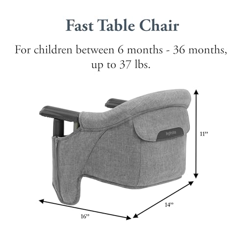 Image of Inglesina Fast Table Chair, Stone Gray Melange - Portable Baby High Chair - for Babies & Toddlers up to 37 lbs - Fits Tables 0.8'' to 3.5'' Thick - Compact & Easy to Use - Travel Bag Included