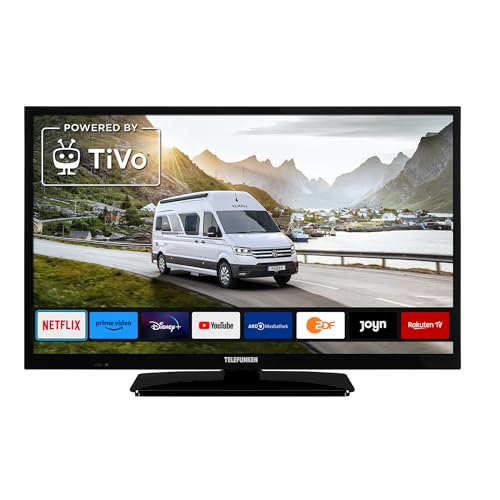 TELEFUNKEN T24X820 Mobile - HD Smart TV 24 Zoll / 60 cm, Triple-Tuner DVB-S2/T2/C (Kabel/Satellit/Terrestrisch) & Streaming, 12/230 Volt, Wi-Fi, HDMI für Wohnmobile/Wohnwagen/LKW/Boot & Zuhause