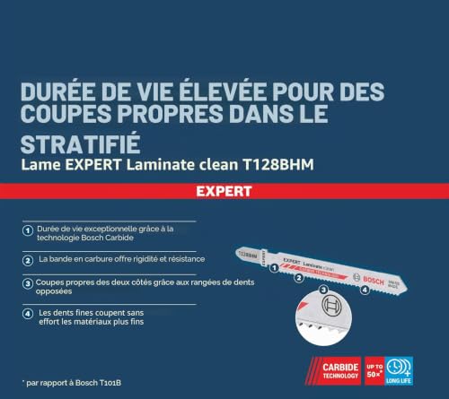 BOSCH Lame de scie sauteuse Expert T128BHM Laminate clean 2 pcs - vue 6