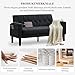 GRAVFORCE Sofa 2 Sitzer Couch mit 2 Ladefunktion und 2 Becherhalter 2er Sofa Klein Kunstleder für Wohnzimmer, Jugendzimmer, Büro, Wohnung, Schlafzimmer, Schwarz