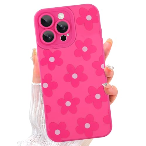 Image of ZIYE for iPhone 16 Pro Max Case Hot Pink Flower Pattern Phone Case