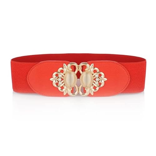 THCLLJG Frauen Modische Elastische Große Auswahl an Gürtel Marke Goldene Schnalle Taille Kleid Mantel Pullover Dekorative Tailleba Cover