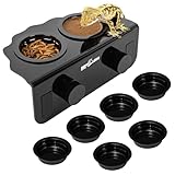 REPTI ZOO Magnetic Gecko Feeding Ledge, Acrylic Aboreal Feeding Ledge with 6PCS Cups, Strong Magnetic Reptile Ledge Gecko Food Ledge